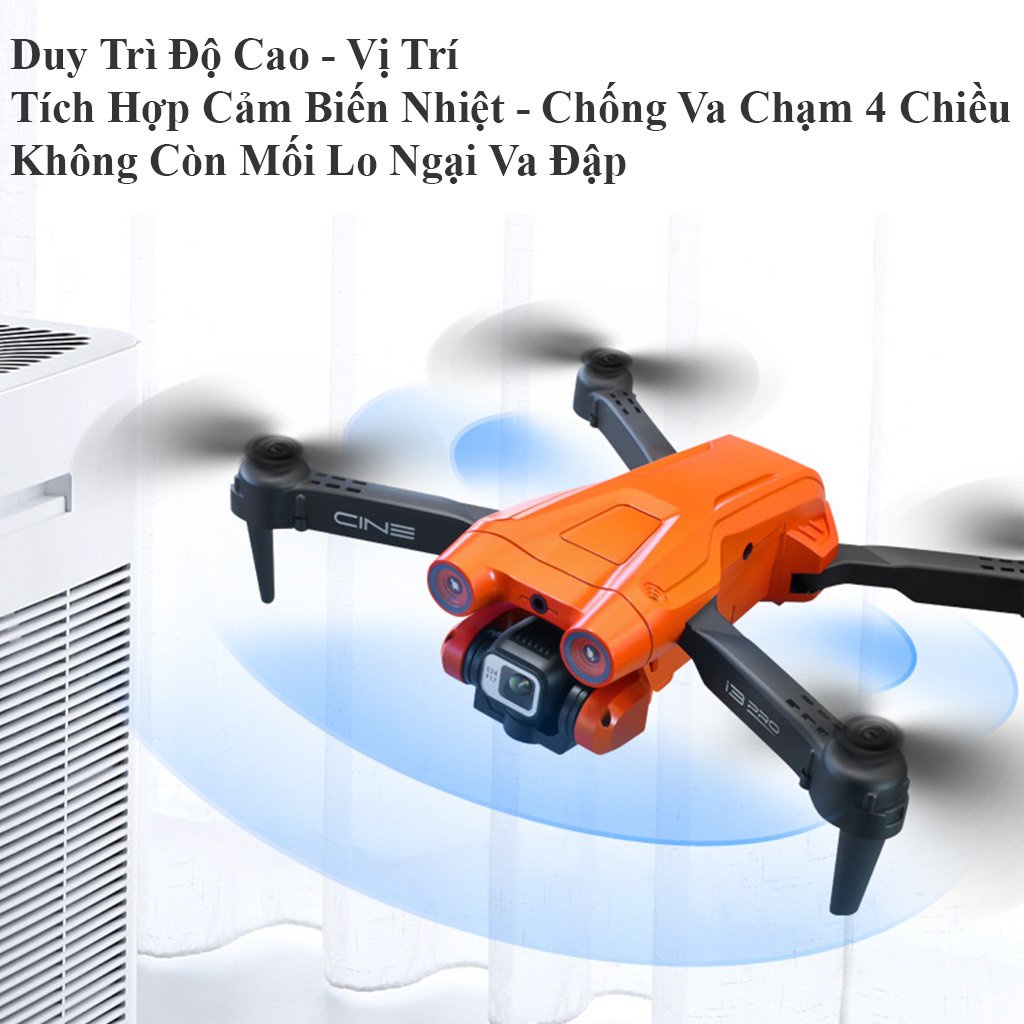 May bay dieu khien tu xa I3 - Pro Camera 4K HD kết nối wifi qua Smart phone, Flycam trang bị cảm biến va chạm 4 chiều