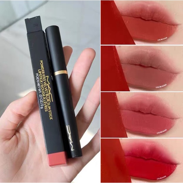 Son Mac Chính Hãng Powder Kiss Velvet Blur Slim Stick, son mac thỏi dài mới các màu hot nhất