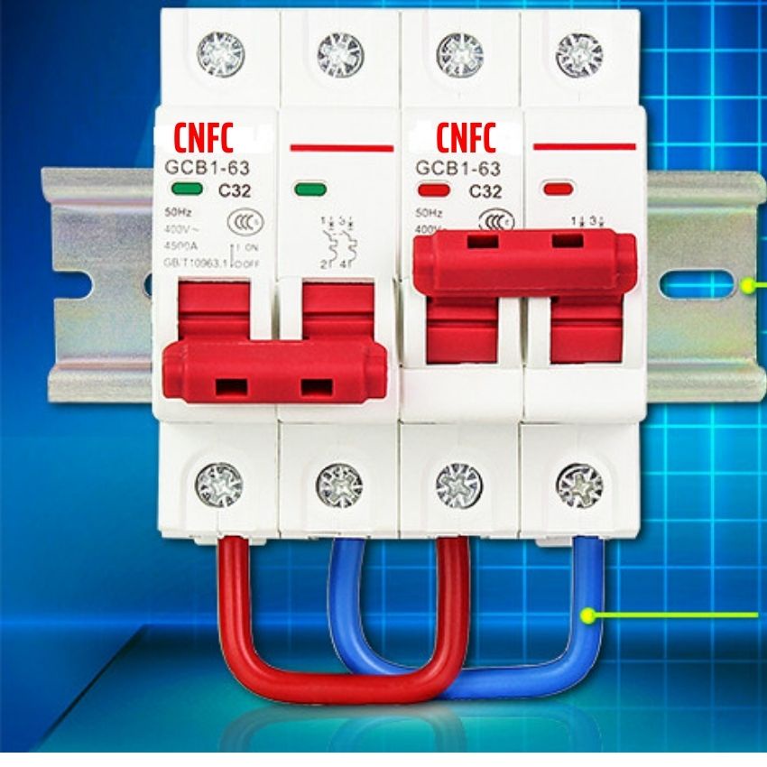 Attomat đảo chiều 2P 63A, Cầu dao đảo chiều 2P 63A GCB1-63 CNFC