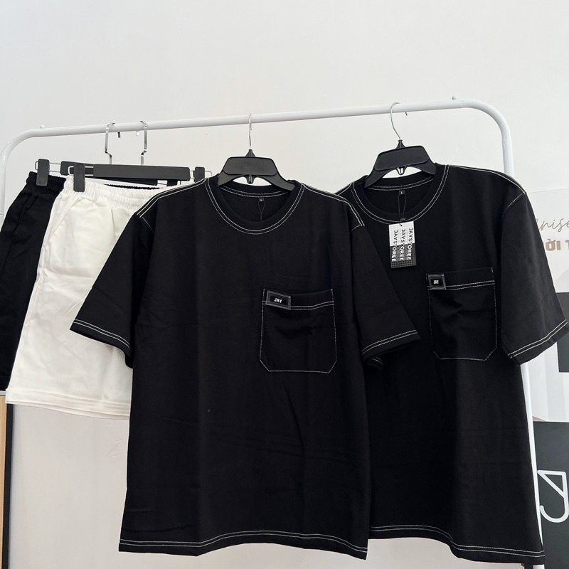 Áo Thun Nam nữ Tay Lỡ Unisex Thêu Chỉ Nổi màu ĐEN 🏁