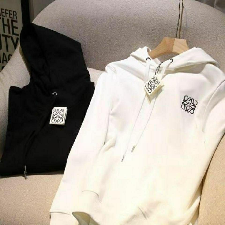 Loewe LOWE Áo Hoodie cotton Ba Chiều Dáng Rộng Thêu logo Ba Chiều Cổ Điển Có Mũ Trùm Đầu Cho Nam Và Nữ Mẫu Cặp Đôi