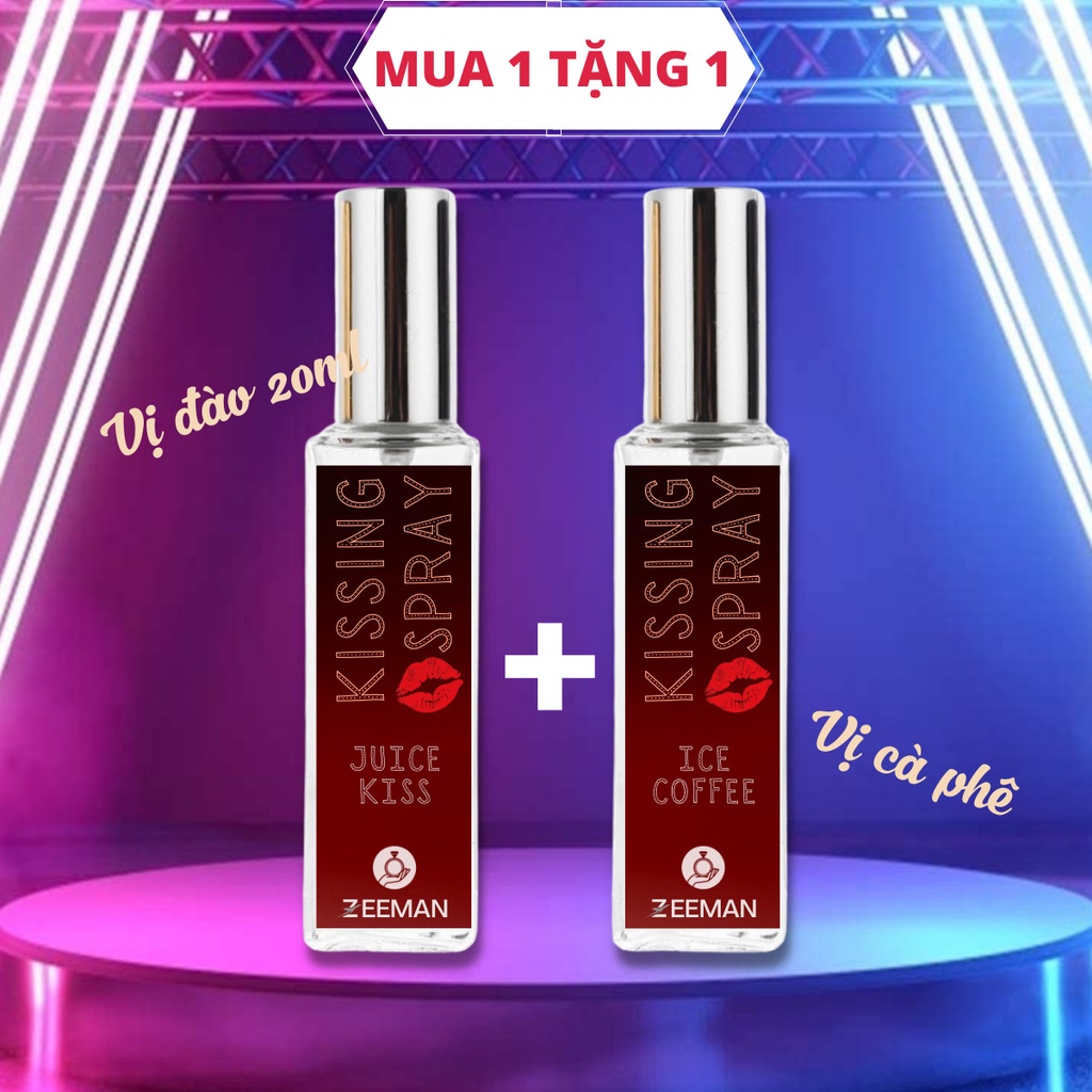 Xịt Thơm Miệng Love Spray Kissing Spray ZEEMAN Hương Juicy Kiss vị Đào, vị Bạc Hà, Vị cafe bùng nổ nụ hôn nồng cháy