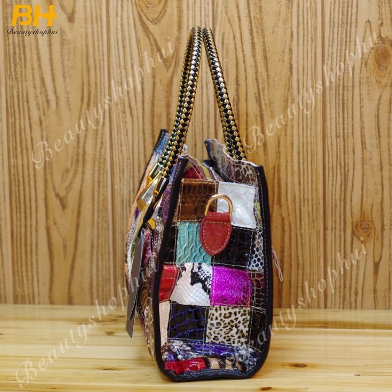 Túi Đeo Chéo Da Bò Họa Tiết Da Rắn Phong Cách Âu Mỹ Cho Nữ