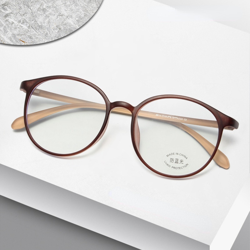 Mắt Kính Gọng Tròn Siêu Nhẹ TR90 Chống Ánh Sáng Xanh Dương / Nâu Phong Cách Retro