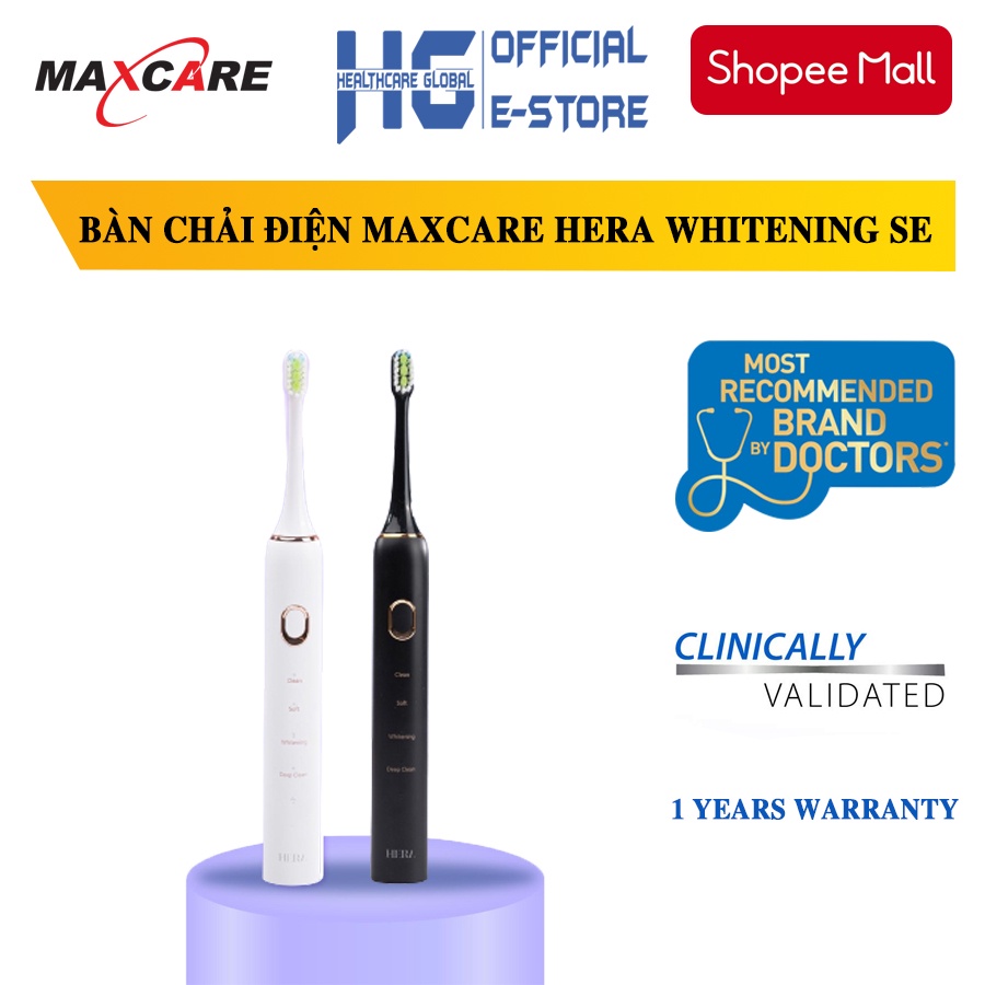 Bàn Chải Điện Sóng Siêu Âm Maxcare Hera Whitening SE Nhật Bản Làm Sạch Sâu