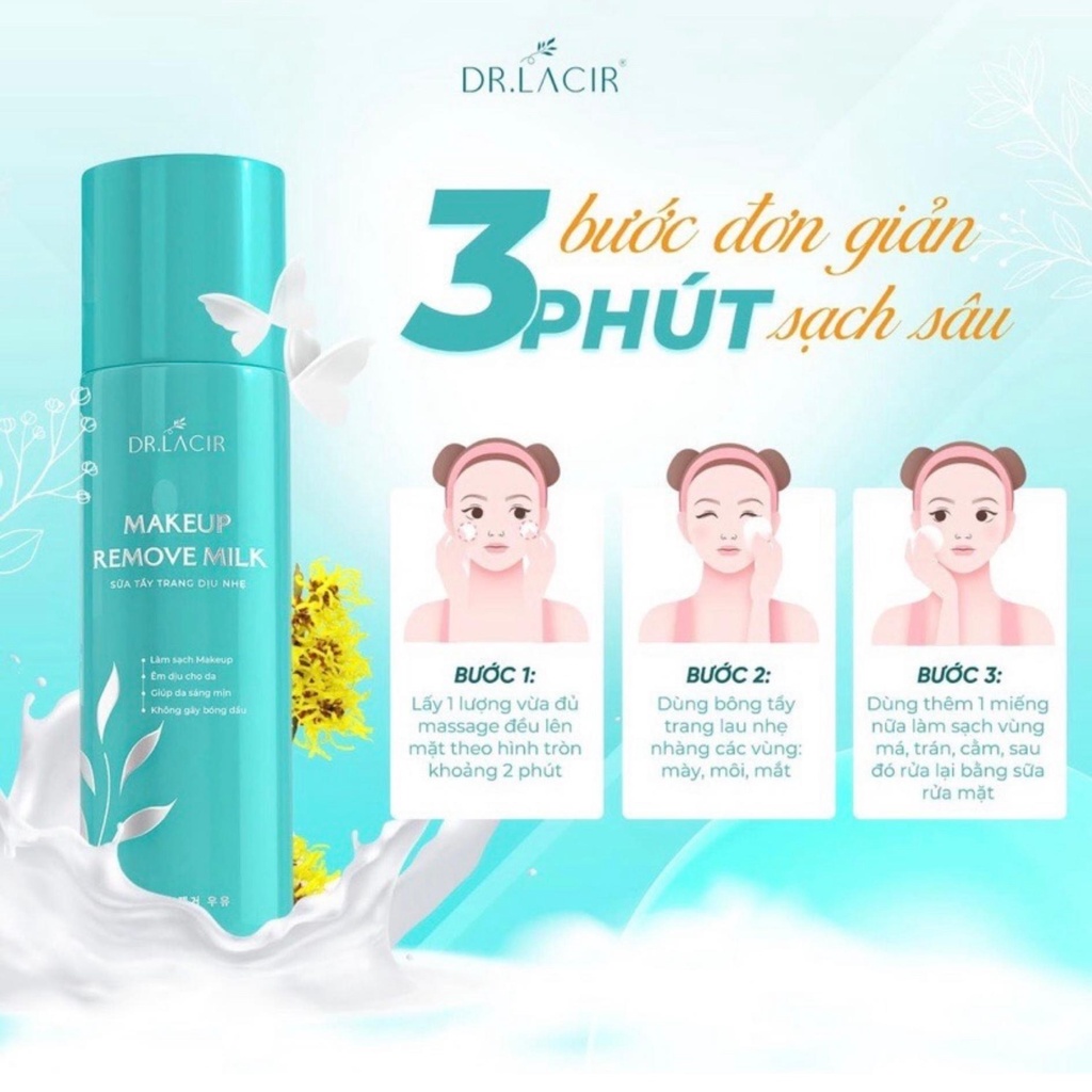 Sữa tẩy trang Dr Lacir Great86 tẩy trang dịu nhẹ Dr Lacir thu nhỏ lỗ chân lông sạch lớp trang điểm bụi bẩn 120ml