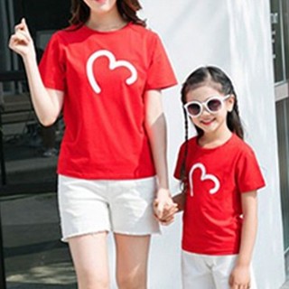 Áo Thun Mẹ Và Bé Màu Đỏ In Hình Trái Tim DLX
