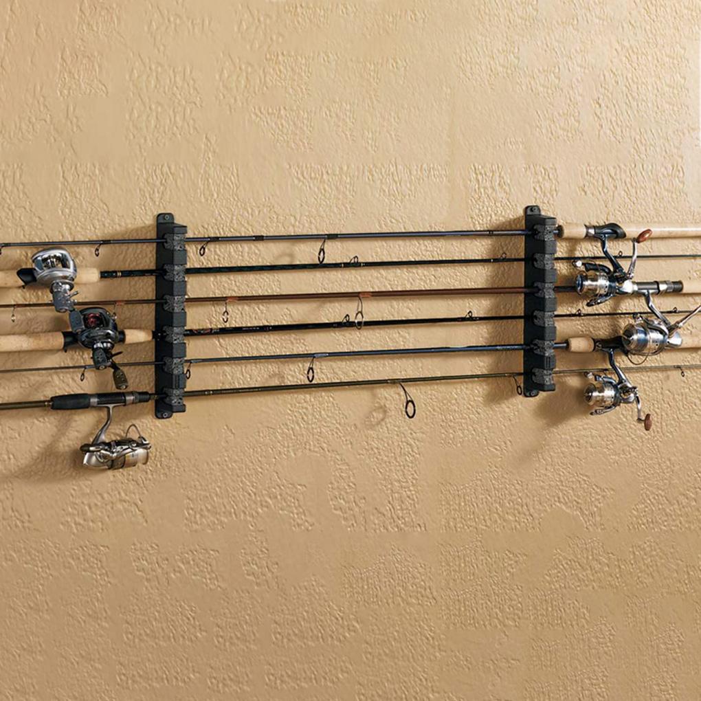 Giá Đỡ Cần Câu Cá 6 Kẹp Gắn Tường Bằng ABS Tiện Dụng