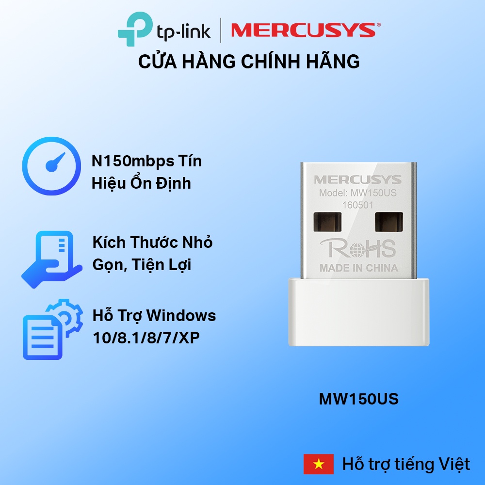 [Hỏa Tốc] Bộ Chuyển Đổi USB Wifi Nano Mercusys MW150US Chuẩn N 150Mbps