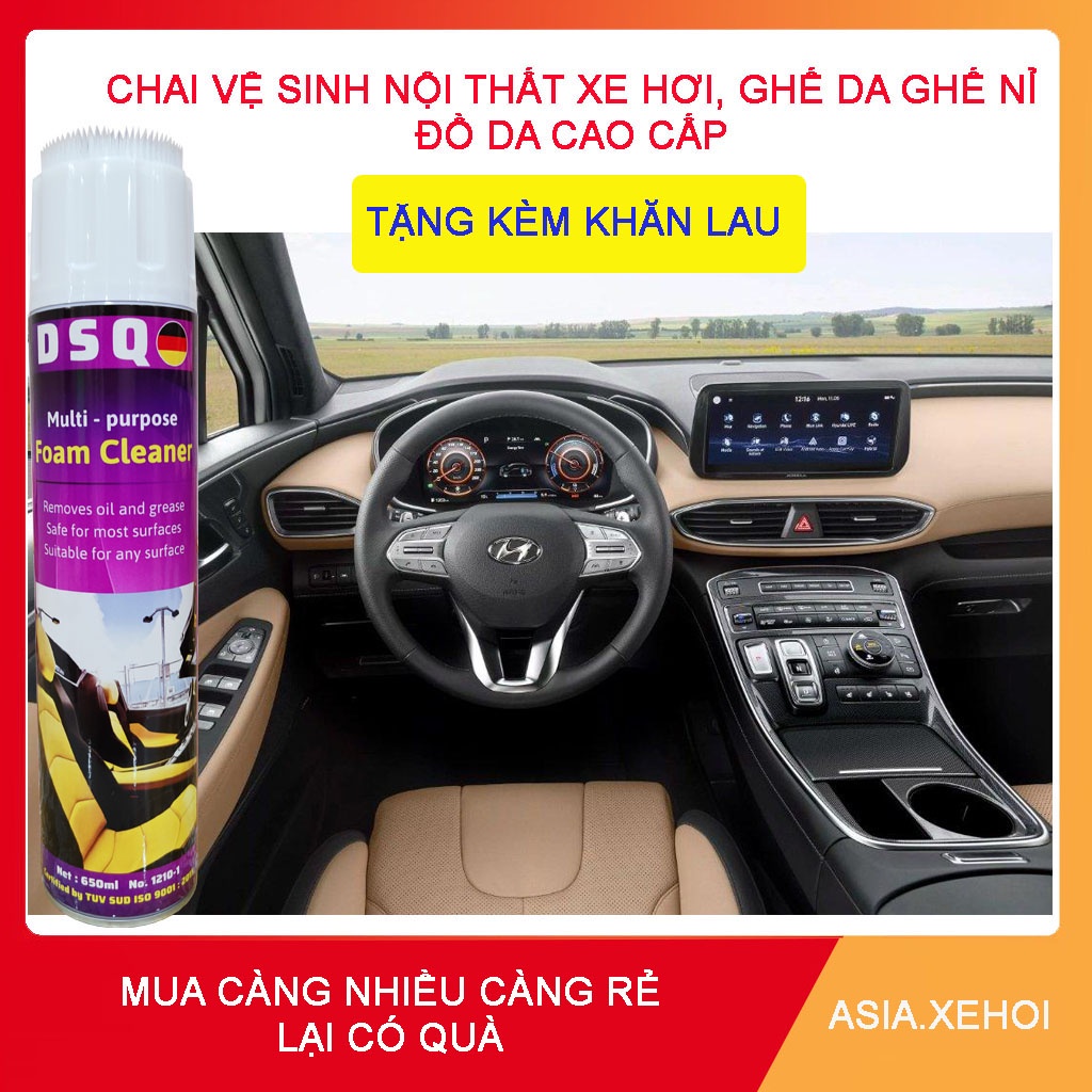 Vệ Sinh Ghế Da - Vệ Sinh Nội Thất Ô tô, Taplo, Thảm Lót Sàn, Dung Dịch Làm Sạch Xe Hơi - DSQ Foam Cleaner