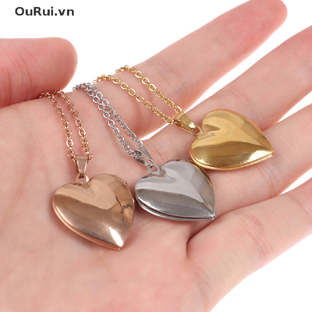 {RUI} Love Heart Locket Pendants for Women Men Openable Photo Frame Picture Necklace {OuRui.vn}