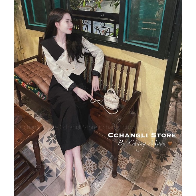 Set Áo Dạ Phối Cổ + Chân Váy A Xoè Dài Thanh Lịch_Hàng Loại 1 Chất Đẹp