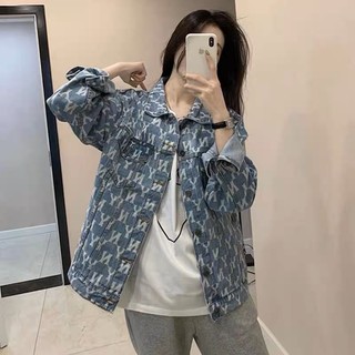Áo khoác jeans denim in chữ ny hottrend