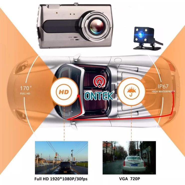 Camera Hành Trình Ô Tô ONTEKCO S16 Độ Phân Giải Cao Full HD 1296p Chống Rung Camera ghi hình Trước Và Sau góc rộng