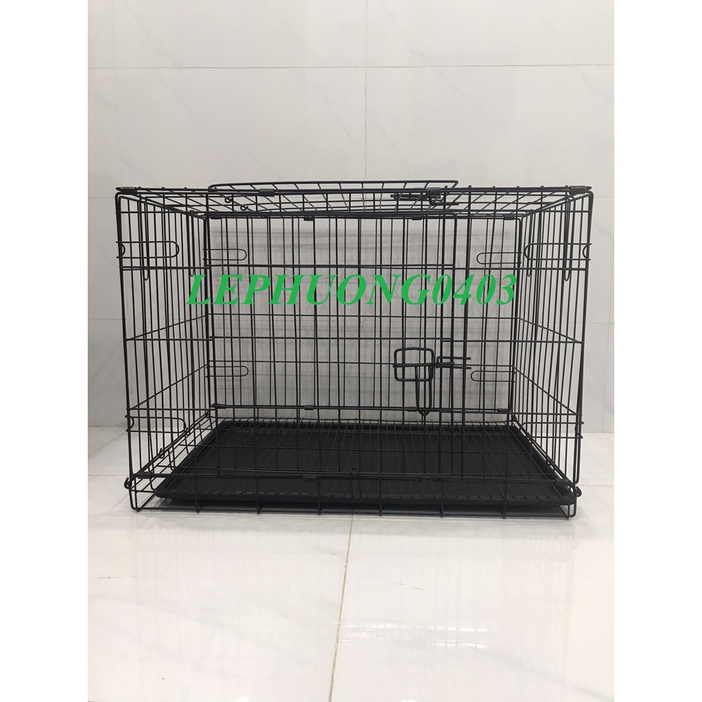 Tặng Kèm Khay Vệ Sinh Chuồng, Lồng Chó Mèo Pet Thú Cưng Gấp Gọn Nan Cực Dày Size Lớn 80*55*50cm