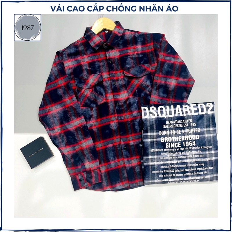 Áo sơ mi nam caro vải chống nhăn mầu loang cực đẹp form ôm body, áo sơ mi trunh niên áo tặng bố