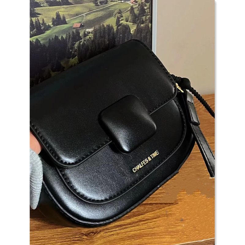 Oeteo Túi Đeo Chéo Hình Vuông Nhỏ Có Nút Gài Từ Tính Màu Đen Thời Trang Cho Nữ