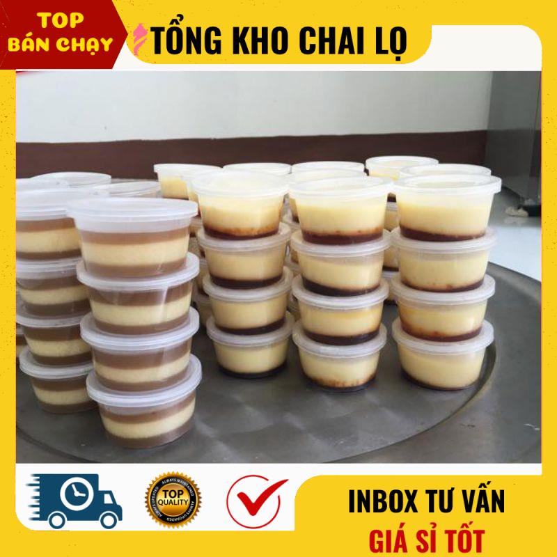 Hũ làm caramen, hủ bánh flan, khuôn làm bánh flan có nắp bằng nhựa 100% .