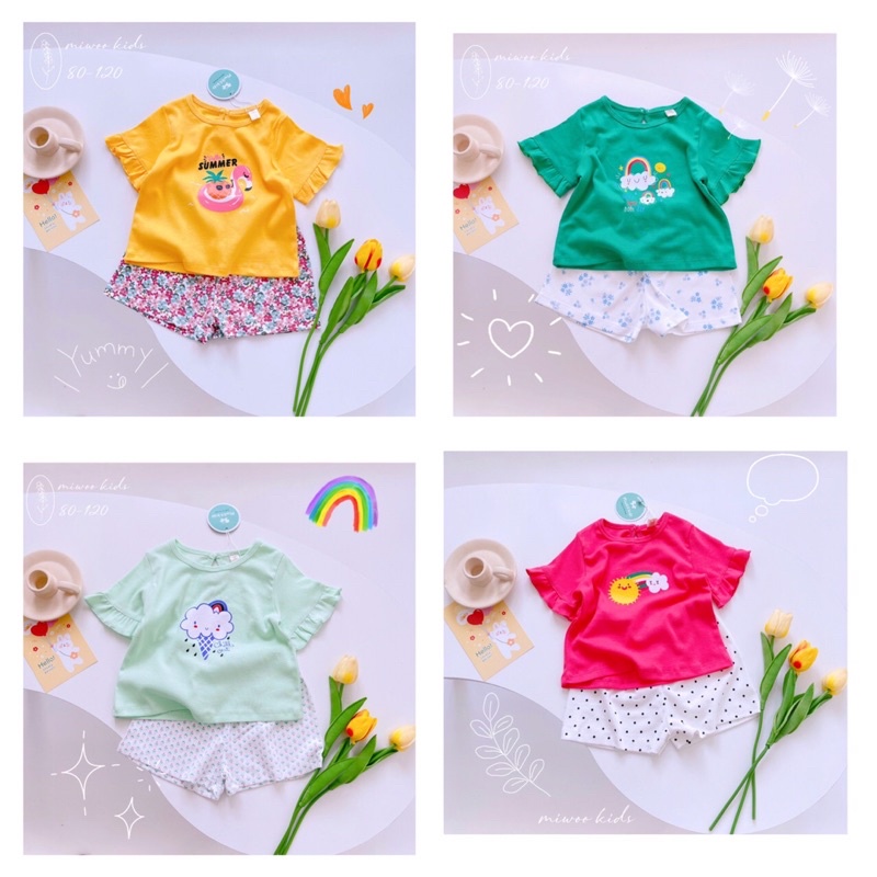 Đồ bộ dễ thương bé gái ❤️ freeship ❤️ bộ cotton bozip cho bé gáii