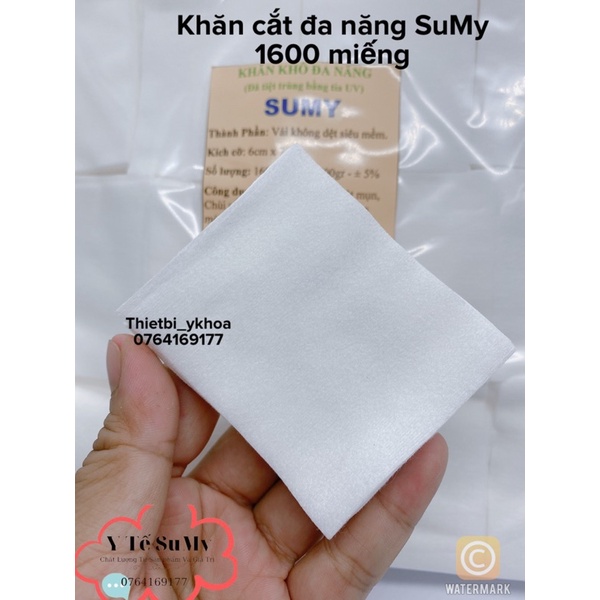 Khăn khô Đa năng  SuMy 1600 Miếng - Bông cắt 7x6cm - Khăn Lau Mặt Spa 400g - Hàng Loại 1 Dày