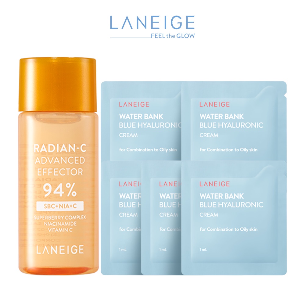 [HB gift] Bộ Tinh chất dưỡng sáng da Laneige Radian-C Advanced Effector 15ml & Bộ 5 Water Bank Blue HA Cream (oily) 1mL