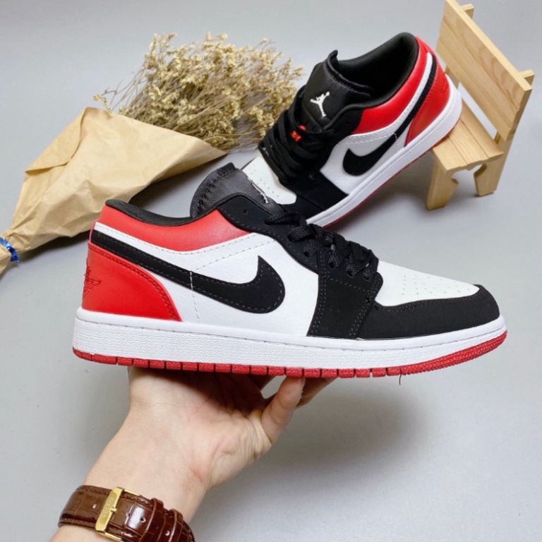 Giày 𝐉𝐨𝐫𝐝𝐚𝐧 Đỏ Đen 𝐜ổ thấp Nam Nữ - Giày JD1 Jordan Đỏ Đen Thấp Cổ Full phụ kiện thời trang