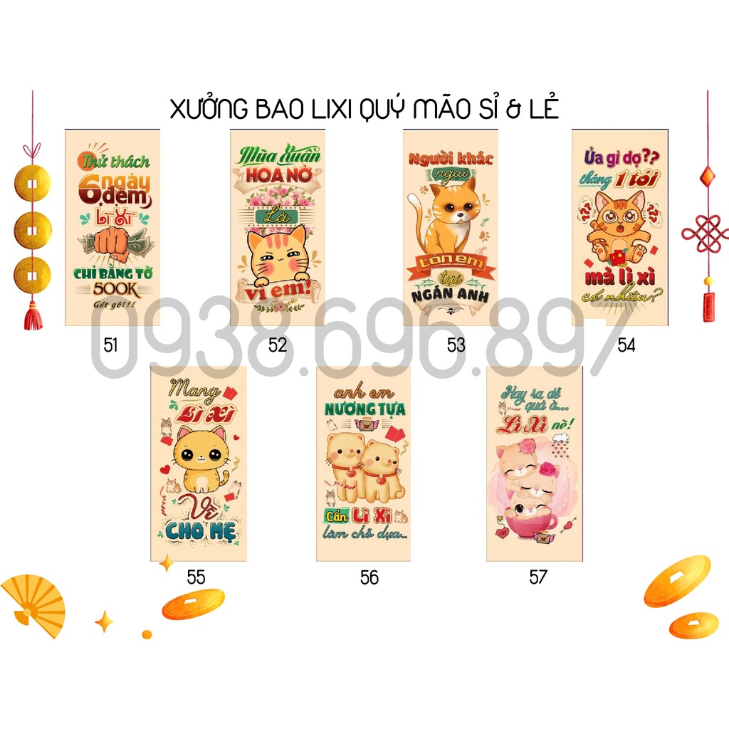 COMBO 5 TÚI ĐẾN 500 TÚI LIXI TẾT 2023 TẾT QUÝ MÃO QUÀ TẶNG TRI ÂN KHÁCH HÀNG