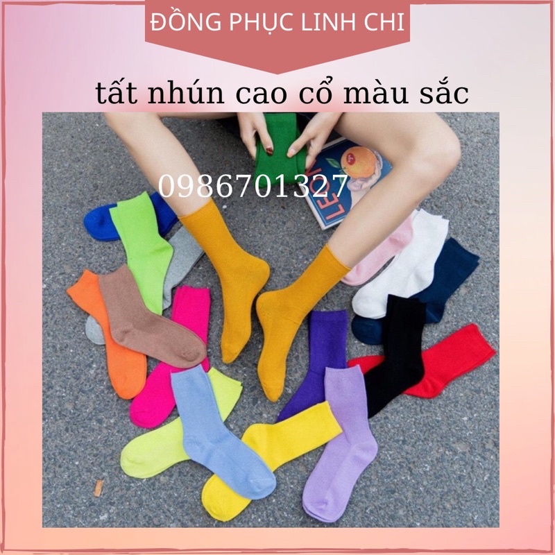 Tất Nhún Cao Cổ Nhiều Màu Sắc Chất Len Tăm