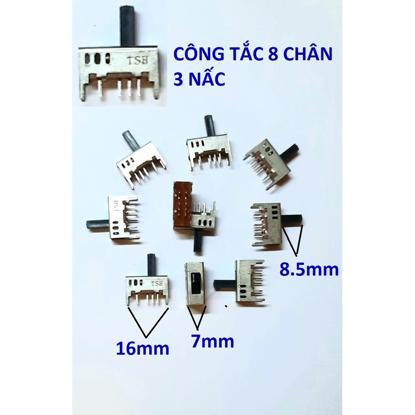 Công tắc nhỏ gạt thẳng 8 chân , giá10 cái 60k .