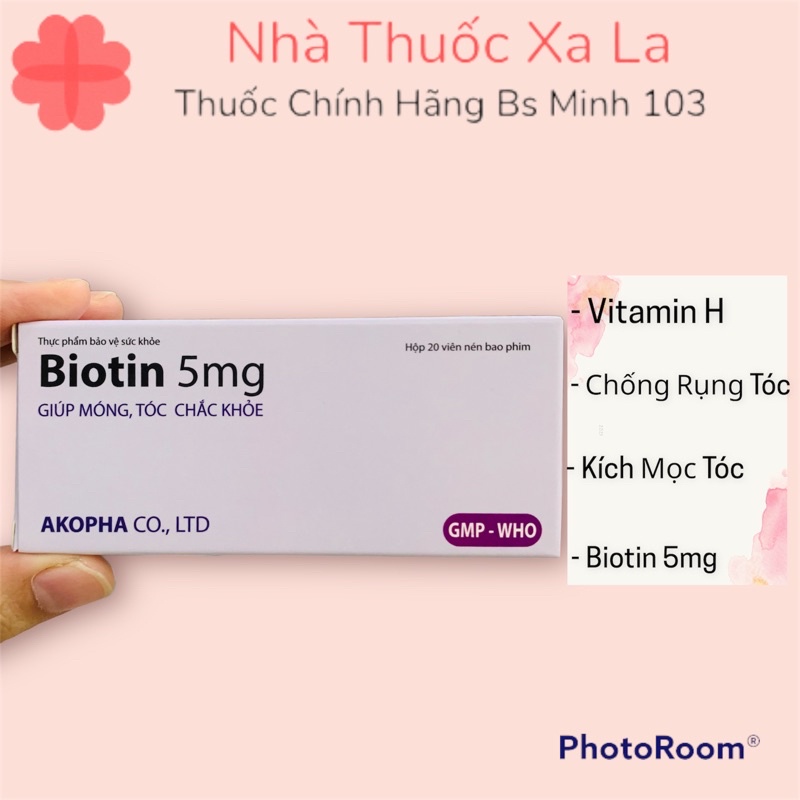 Viên Uống Biotin 5mg Vitamin H - Giảm Tóc Gãy Rụng Kích Mọc Tóc