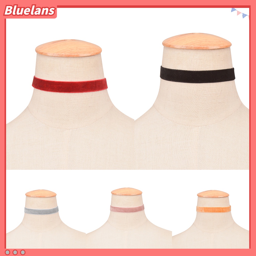 Vòng Cổ Choker Bằng Nhung Mềm Màu Trơn 48h Phong Cách Gothic Dành Cho Nữ