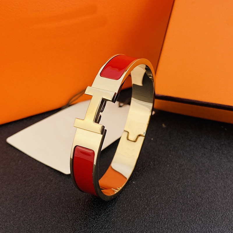 Vòng Tay Thép Titan Mạ Vàng 18K Phối Chữ H Thời Trang Cho Cặp Đôi FEOA