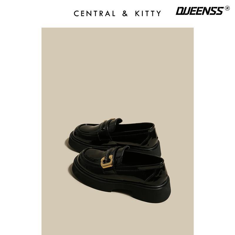 Giày Lười Da Đế Dày Màu Đen Thời Trang Mùa Hè 2022 Cho Nữ