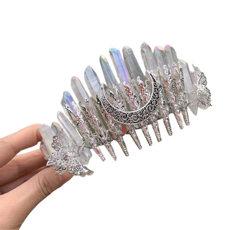 Vương Miện Đính Đá Pha Lê Hình Mặt Trăng / Bướm Bằng Kim Loại Thủ Công Phong Cách Boho Đẹp Mắt Dành Cho Hóa Trang