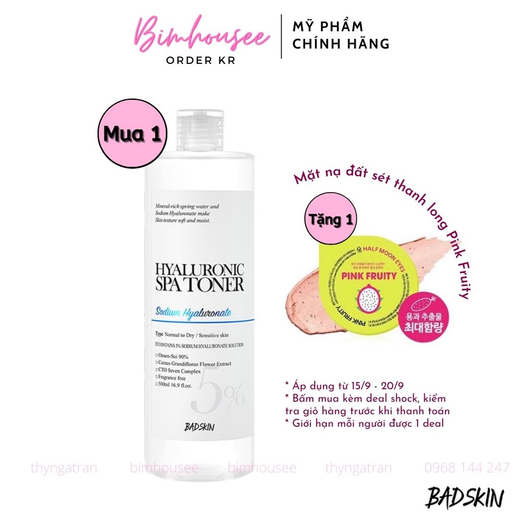 Toner BAD SKIN badskin HYALURONIC SPA TONER siêu cấp nước