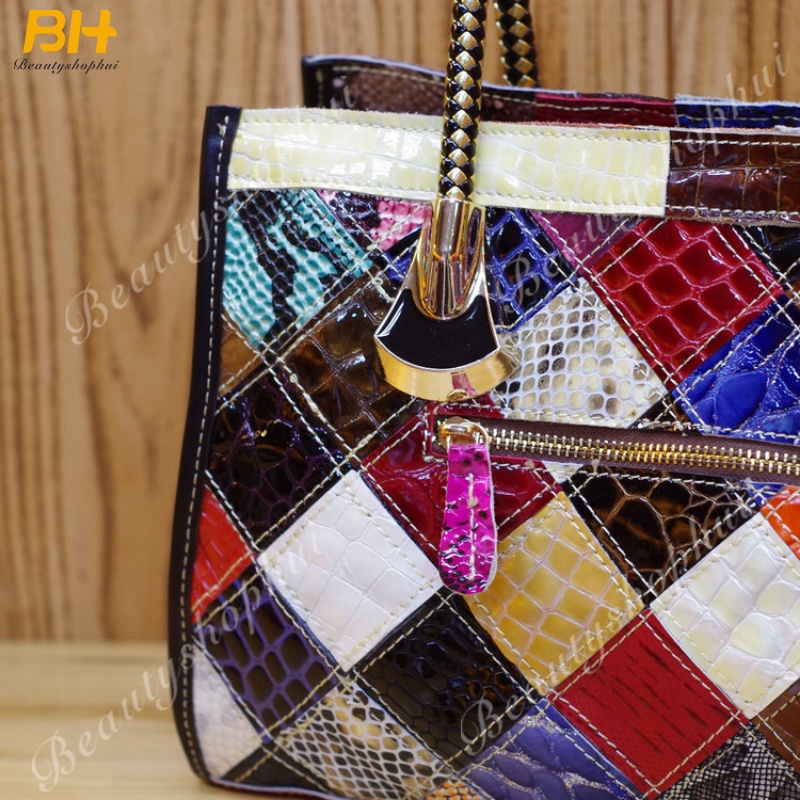 Túi Đeo Chéo Da Bò Họa Tiết Da Rắn Phong Cách Âu Mỹ Cho Nữ