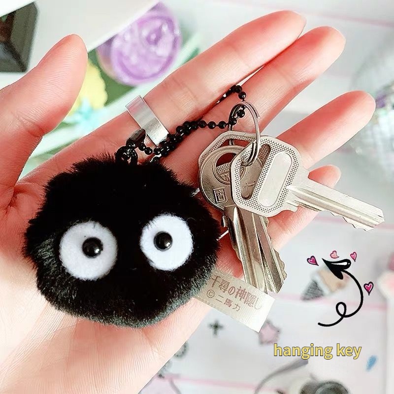 Cartoon Cute Briquettes Pendant Keychain Girl New INS Fashion Anime Bag Dust Clothes Hair Ball Accessories Female