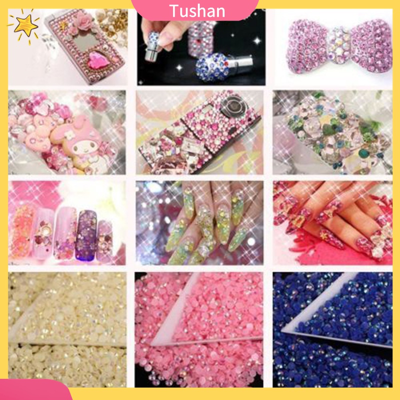 Set 2000 Hạt Cườm Nhựa Resin 2 / 3 / 4 / 5mm Trang Trí Ốp Điện Thoại / Móng Tay DIY