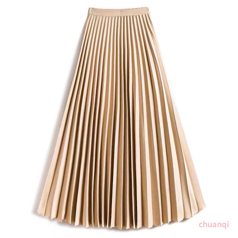 Chân Váy Chữ A Dáng Rộng Lưng Cao Màu Trơn Thời Trang Cho Nữ