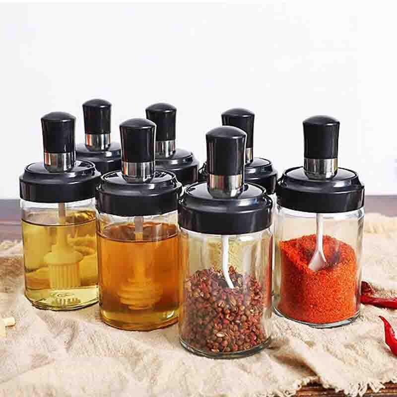 Lọ đựng gia vị thủy tinh cao cấp kèm thìa tiện lợi - Hũ đựng gia vị, nước mắm ,hạt nêm kèm thìa
