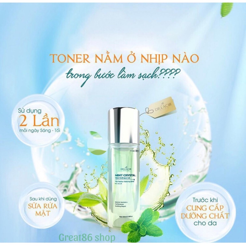 Toner great86 toner tinh thể bạc hà Dr lacir toner cấp ẩm cho da mặt nước cân bằng da thu nhỏ lỗ chân lông trắng da