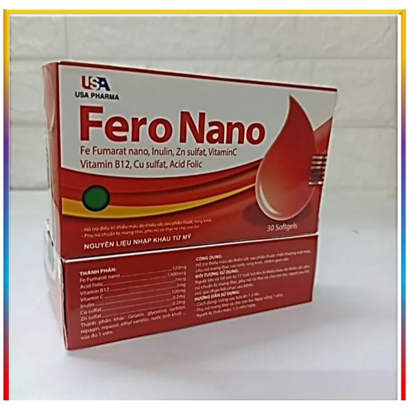 FERO NANO,viên uống bổ sung sắt ,vitamin và khoáng chất,hỗ trợ giảm nguy cơ thiếu máu do thiếu sắt