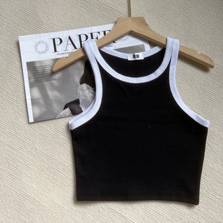 Áo Croptop Ba Lỗ Phối Viền Basic Trơn Ôm Body Cá Tính