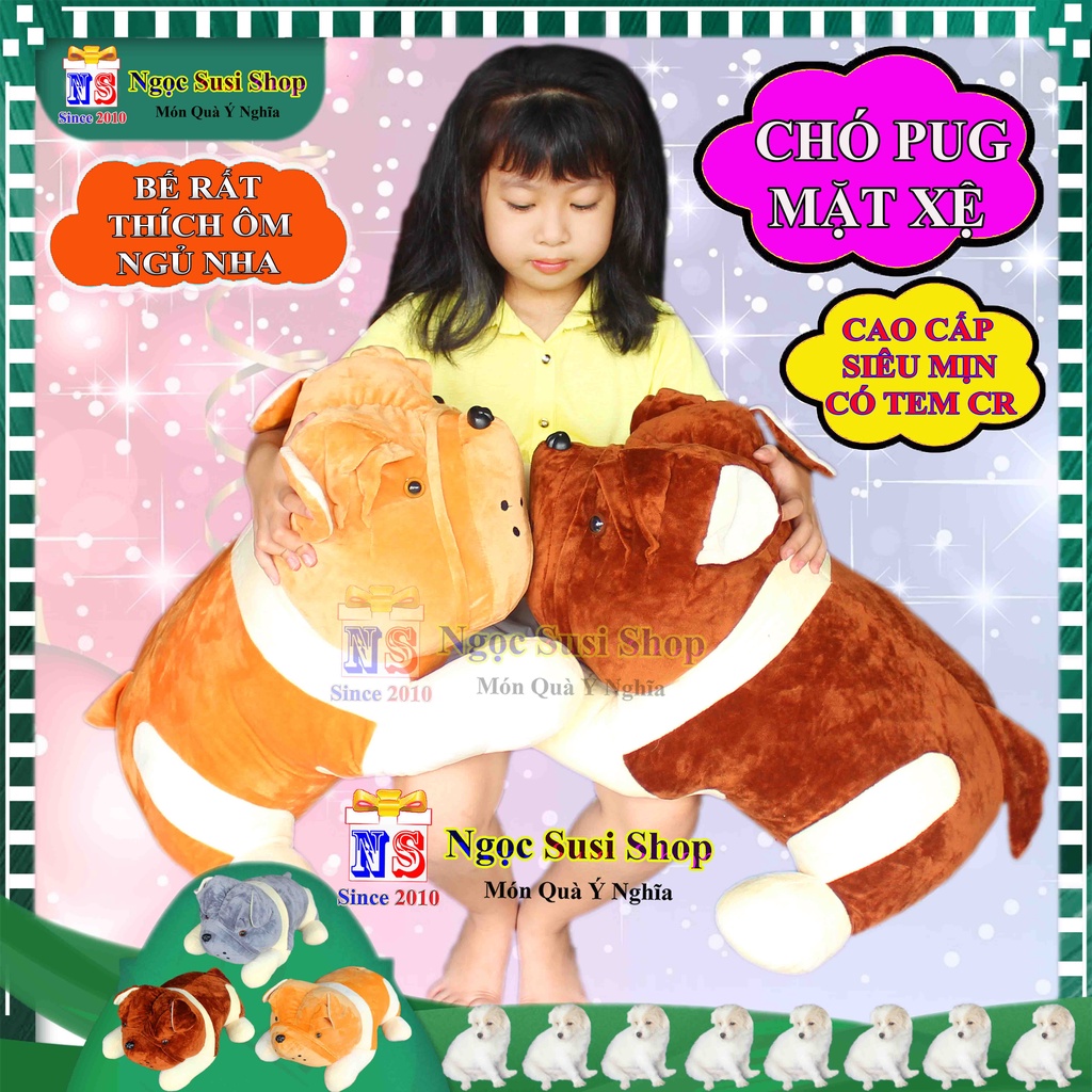 GỐI ÔM THÚ BÔNG CON CHÓ PUG MẶT XỆ CHO BÉ ÔM NGỦ - GẤU BÔNG HÌNH CON CHÓ MẶT XỆ PUG SIÊU ĐẸP