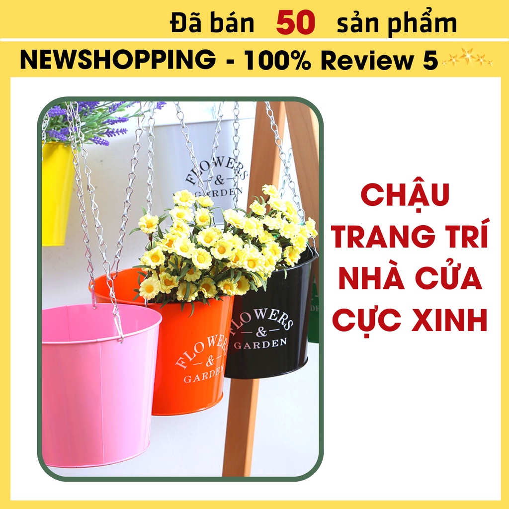 Chậu sắt trồng hoa, xô cắm hoa bằng thiếc decor phong cách Vintage