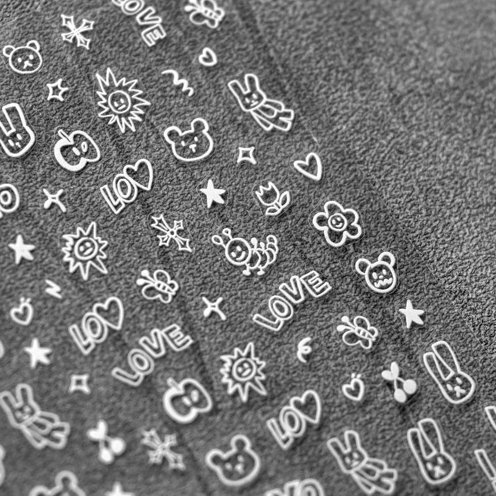 Nhãn Dán Móng Tay Hình Thỏ Hoạt Hình Dễ Thương