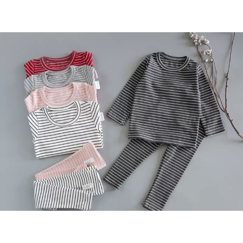 Quần áo trẻ em Ledu Shop - Bộ thun sọc dài tay cotton cho bé trai, bé gái 5_20kg
