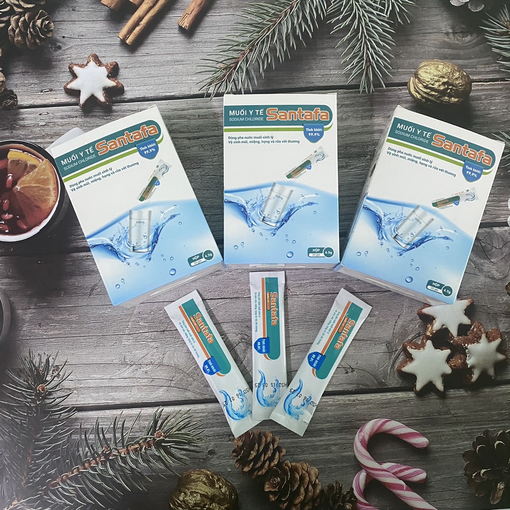 Gói Muối Y Tế Tự Pha Santafa Hộp 20 gói và 50 gói