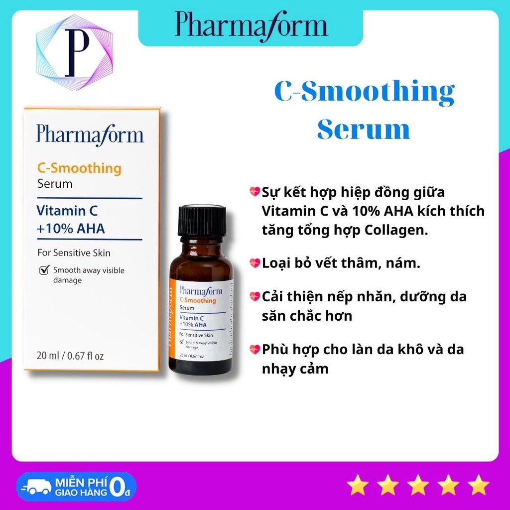 SERUM TÀN NHANG NÁM - THÂM SAU MỤN - SÁNG VÀ ĐỀU MÀU DA PHARMAFORM SKIN BRIGHTENER SERUM + C-SMOOTHING SERUM