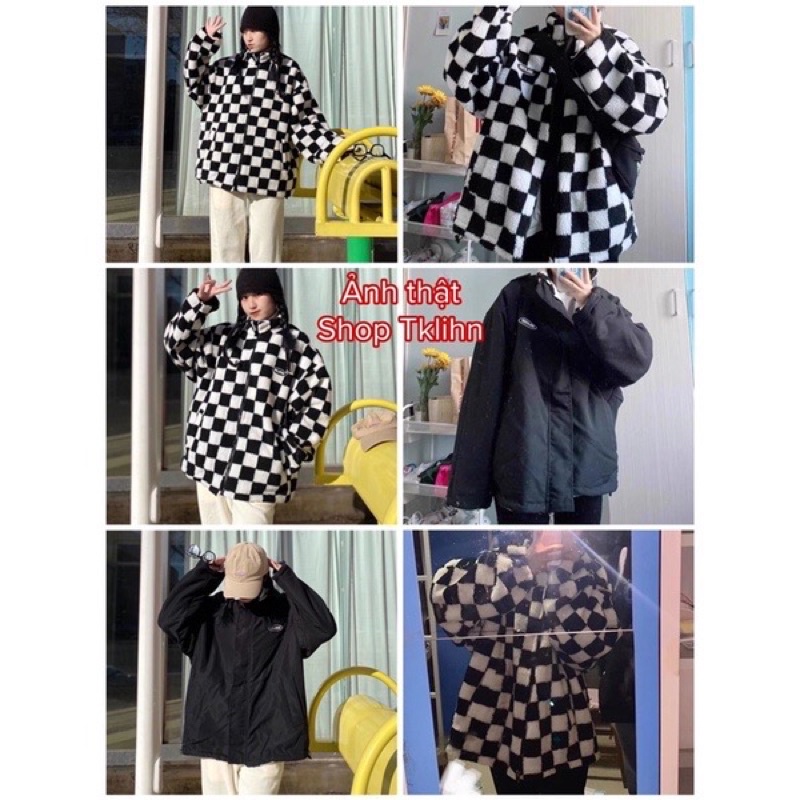 TKLIHN Áo khoác lông KẺ CARO Ulzzang mặc 2 MẶT hot TREND hot FASHIONITA Kèm ảnh thật